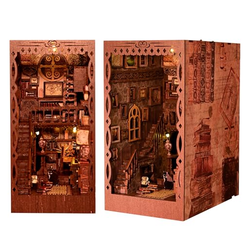 AONGAN Book Nook Kit - DIY Miniatur Puppenhaus Kit, DIY 3D Holzpuzzle Buchstützen, Handwerk Geschenke/Heimdekoration für Familie (Scholars's Dream) von AONGAN