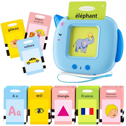 Français Standard, Carte Flash Parlante Éducatives 400 Mots, Jeu Educatif Pour Enfants dès 12 Mois, Développement du Langage, Montessori Jouets Interactifs Pour Préscolaires Garçons Filles 2-6 -Bleu von AONTESS