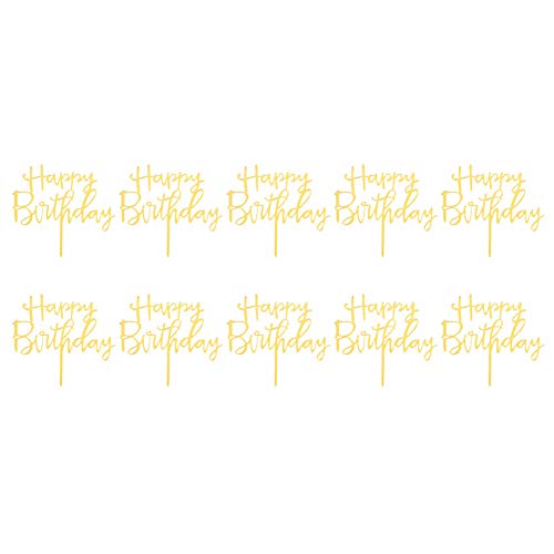 AONYAYBM 10 Stück „Happy Birthday“-Kuchenaufsätze, Acryl-Kuchenaufsatz, Einsteckkarte, Flagge, Cupcake-Aufsätze, Seitliche Kuchenaufsätze, Kuchendekorationen für Geburtstagsfeier, Hochzeitstorte, Deko von AONYAYBM