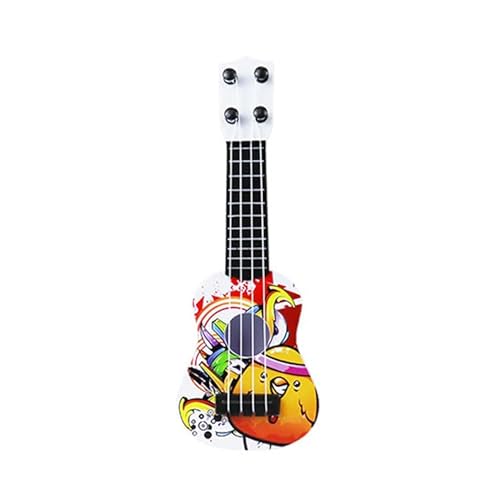 AONYAYBM Kindergitarre, Kinder-Ukulele, 4-saitige Mini-Kindergitarre, Spielbares Mini-Ukulele-Spielzeug aus Kunststoff, Pädagogische Kinder-Ukulele für Kleinkinder und Vorschulkinder,(mit Graffiti) von AONYAYBM