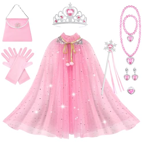 AOOWU ELSA Prinzessin Umhang Kinder Mädchen, 11PCS ELSA Prinzessin Kostüm mit Krone,Zauberstab,Handschuhe,Halskette,Ring Ohrringe,Armband,Taschen, Halloween Kostüm Umhang,für Karneval Cosplay Party(L) AOOWU ELSA Prinzessin Umhang Kinder Mädchen, 11PCS ELSA Prinzessin Kostüm mit Krone,Zauberstab,Handschuhe,Halskette,Ring Ohrringe,Armband,Taschen, Halloween Kostüm Umhang,für Karneval Cosplay Party(L) von AOOWU