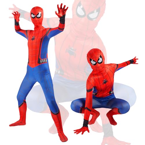 AOOWU Junge Mädchen Halloween Cosplay Kostüm, Superheld 3D Ani-me Anzug Raveparty Party Kostüm Kinder, Jumpsuit Super Kostüm Karneval für Party, Weihnachten (110cm) von AOOWU