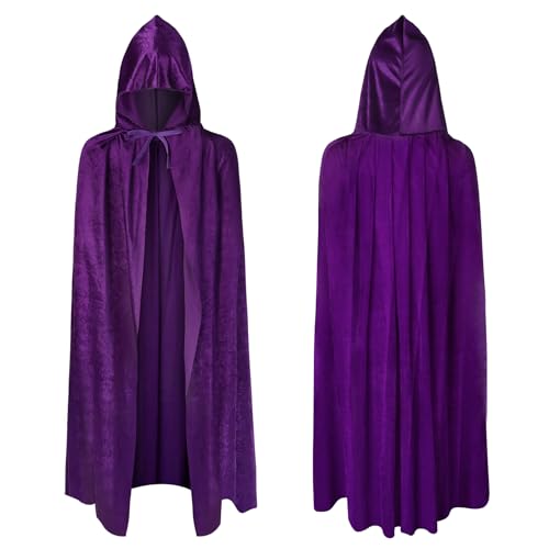 AOOWU Mittelalter Umhang Kapuzenumhang, Junge,Mädchen Halloween Umhang mit Kapuze, Lila Umhang, Umhang kostüm Cape Satin, Umhang Kostüm Mantel für Halloween Weihnachten Karneval Kostüm von AOOWU