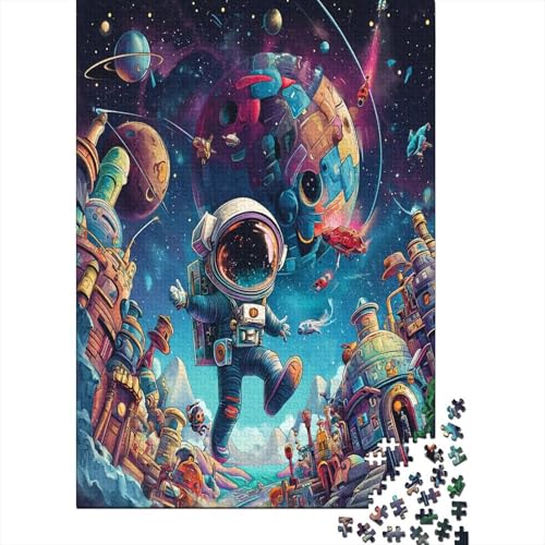 Cartoon Astronaut 1000 Stück Puzzles Für Erwachsene Teenager Stress Abbauen Familien-Puzzlespiel 1000-teiliges Puzzle Kinder Lernspiel Spielzeug Geschenk Puzzel 1000pcs (75x50cm) von AOREFGZZE