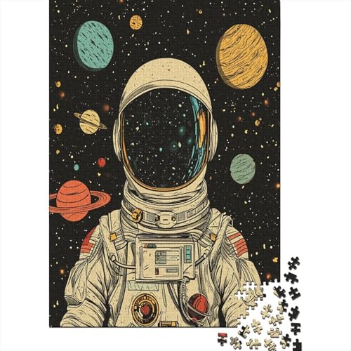 Cartoon Astronaut 1000 Stück Puzzles Für Erwachsene Teenager Stress Abbauen Familien-Puzzlespiel Mit Poster in 1000-teiliges Puzzle Kinder Lernspiel Spielzeug Geschenk Puzzel 1000pcs (75x50cm) von AOREFGZZE