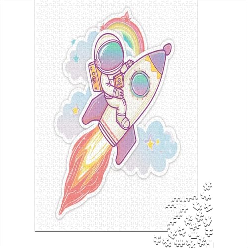 Cartoon Astronaut Puzzle 1000 Teile,für Erwachsene, Impossible Puzzle,farbenfrohes Legespiel,Geschicklichkeitsspiel Für Die Ganze Familie,Erwachsenenpuzzle Puzzel 1000pcs (75x50cm) von AOREFGZZE