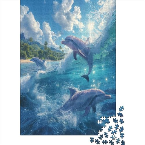 Delphin 1000 Stück Puzzles Für Erwachsene Teenager Stress Abbauen Familien-Puzzlespiel Mit Poster in 1000-teiliges Puzzle Kinder Lernspiel Spielzeug Geschenk Puzzel 1000pcs (75x50cm) von AOREFGZZE