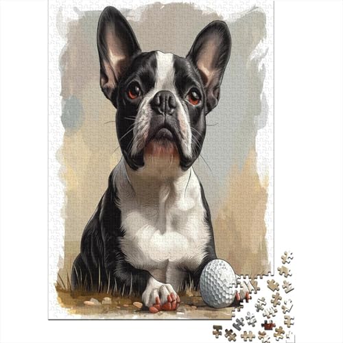 Französische Bulldogge 1000 Teile, Impossible Puzzle,Geschicklichkeitsspiel Für Die Ganze Familie, Erwachsenenpuzzle Ab 14 Jahren Puzzel 1000pcs (75x50cm) von AOREFGZZE