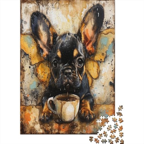 Französische Bulldogge Puzzle 1000 Teile Puzzle Für Erwachsene Und Kinder Ab 14 Jahren Puzzel 1000pcs (75x50cm) von AOREFGZZE