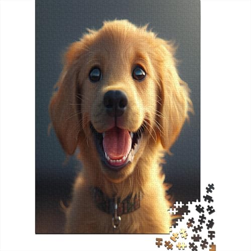 Golden Retriever 1000 Stück Puzzles Für Erwachsene Teenager Stress Abbauen Familien-Puzzlespiel 1000-teiliges Puzzle Kinder Lernspiel Spielzeug Geschenk Puzzel 1000pcs (75x50cm) von AOREFGZZE