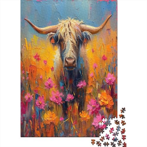 Highland Kattle 1000 Stück Puzzles Für Erwachsene Teenager Stress Abbauen Familien-Puzzlespiel Mit Poster in 1000-teiliges Puzzle Kinder Lernspiel Spielzeug Geschenk Puzzel 1000pcs (75x50cm) von AOREFGZZE