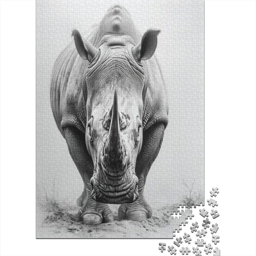 Rhinoceros Puzzle 1000 Teile,Puzzle Für Erwachsene, Impossible Puzzle,Puzzle Farbenfrohes Legespiel,Geschicklichkeitsspiel Für Die Ganze Familie Puzzel 1000pcs (75x50cm) von AOREFGZZE