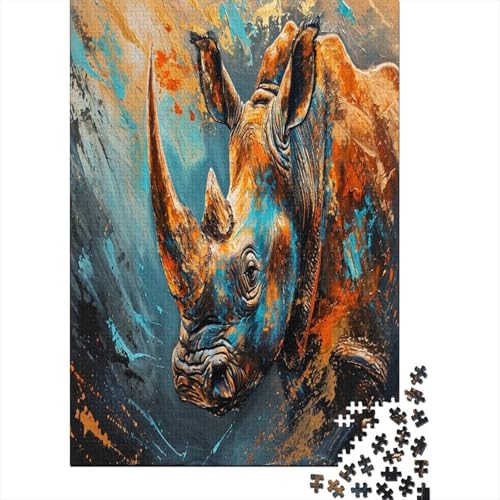 Rhinoceros Puzzle 1000 Teile Für Erwachsene Und Kinder Ab 14 Jahren Für Stressabbauer Puzzel 1000pcs (75x50cm) von AOREFGZZE