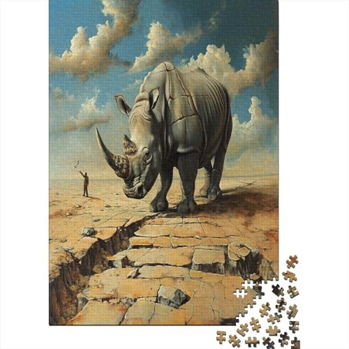 Rhinoceros Puzzlespiel 1000 Teile Erwachsene -Puzzle 1000 Stück Spiel Puzzles Für Erwachsene Kinder Puzzle Erwachsenen Puzzlespiel Puzzel 1000pcs (75x50cm) von AOREFGZZE