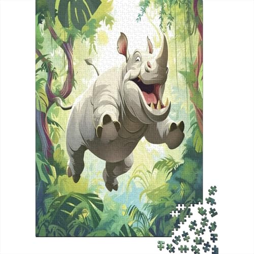 Rhinoceros Puzzlespiel 1000 Teile Für Erwachsene, Einzigartige Kunstwerke Und Vorlage - Geburtstagsgeschenk - Spaßige Puzzles Mit Überraschung Von Puzzle in A Bag Puzzel 1000pcs (75x50cm) von AOREFGZZE