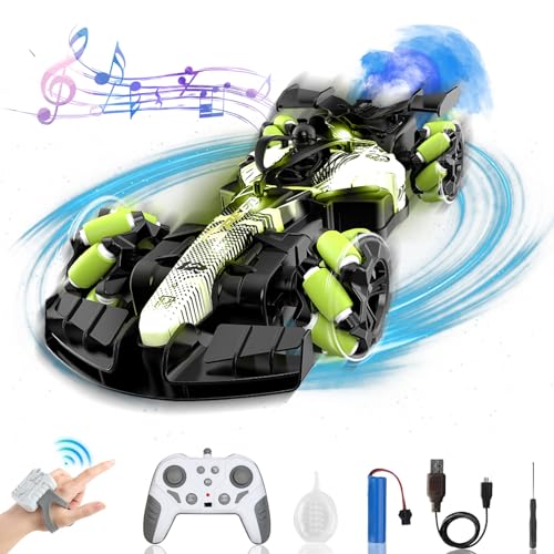 AOUGO Gesture Sensing Remote Control Car - High Speed Drift F1 Formula Racing, mit Spray, Musik & Licht, 2 Steuerungsmodi, Spielzeug für Kinder 8-12 Jahre Geburtstag Coolest Best Gift (Grüner) von AOUGO