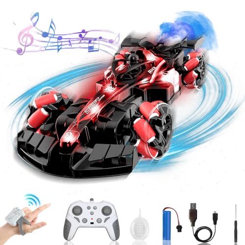 AOUGO Gesture Sensing Remote Control Car - High Speed Drift F1 Formula Racing, mit Spray, Musik & Licht, 2 Steuerungsmodi, Spielzeug für Kinder 8-12 Jahre Geburtstag Coolest Best Gift (Rot) von AOUGO