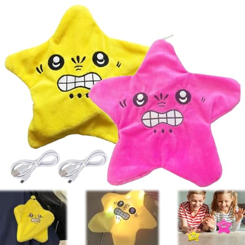 AOUZOVLI Angry Starfish Toy 2 Stück Angry Star Plush Moving Generisch Wütendes Sternspielzeug Plüsch Eignet Sich zur Verwendung Als Rucksackanhänger Urlaubsdekoration(Rosa/Gelb) von AOUZOVLI