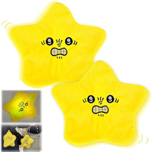 AOUZOVLI Angry Starfish Toy 2 Stück Angry Star Plush Moving Bewegender Und Tanzender Stern Plüschtier Mit Lichtern Angry Star Plüschtier Geeignet für Rucksackanhänger Und Schlüsselanhänger von AOUZOVLI