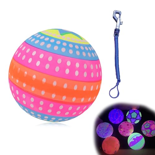 Großer Leuchtender Springball, Blinkender Leuchtender Ball, Kinderball Bildung, Glänzender Springball für Erwachsene Mehrfarbig Leuchtet Im Dunkeln, Lernspielzeug Glänzendes Spielzeug von AOUZOVLI