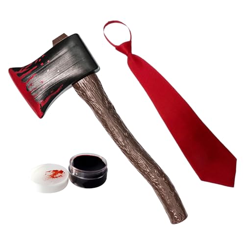 AOVNA 3-teiliges Psycho-Kostüm-Zubehör-Set für Erwachsene, rote Krawatte, Kunstaxt, Kunstblutgel für Herren, Halloween-Verkleidungen AOVNA 3-teiliges Psycho-Kostüm-Zubehör-Set für Erwachsene, rote Krawatte, Kunstaxt, Kunstblutgel für Herren, Halloween-Verkleidungen von AOVNA