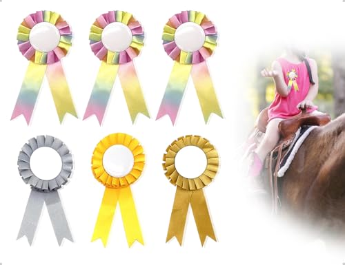 AOYEGIC 6 Stück Hobby Horse Rosettes für Gewinner,Accessories für Fun Steckenpferd,Pferdezubehör,Schleifchen für Sports Events Talent Shows DIY Party Supplies(Bunt) von AOYEGIC