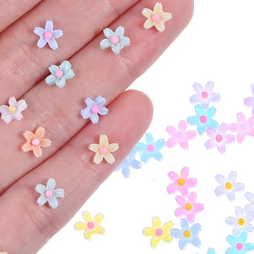 AOZUO 200 Stück Mini Harz Blume Deko,3D Künstliche Blumen Charms Mixed Set,Flatback Kunstblumen für DIY Scrapbooking Basteleien Handy Dekoration von AOZUO