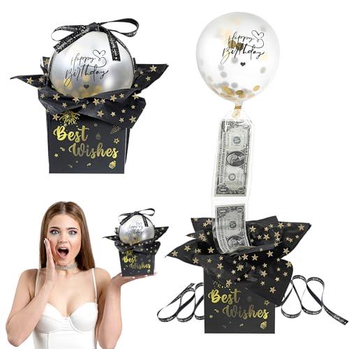 AOZUO Geldgeschenke Geburtstag,Geld Pull Ballon Box Für Bargeld,Geldgeschenk Geschenkverpackung Geburtstag Happy Birthday Überraschungs Kit Lustiges Geburtstagsgeschenk Set für Party Familie Freunde von AOZUO