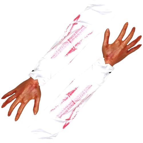 2pcs Halloween Hände, 21 Zoll abgetrennten falschen Arm mit weißer Stoffhülle, weiche realistische Halloween -Körperteile, gruselige Halloween -Requisiten, Stil 1 Neuheit Toys von AOpghY