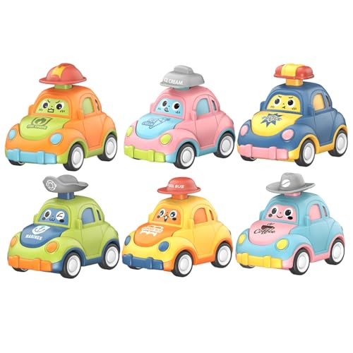 6PCS Toy Cars Press und Go Cars Toys mit Taxi, Krankenwagen, SCOL-Bus und intelligentere selbstfahrende Spielfahrzeuge für Säuglinge 6-18 Monate, Geburtstagsgeschenke interessantes Fahrzeugspielzeug von AOpghY