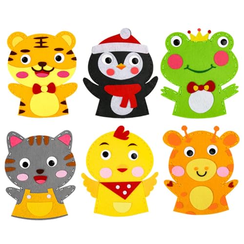 6pcs Handpuppen Bunte Handpuppen für Kinder im Alter von 4 bis 8 emotionalem und sensorischem Spielzeug Little Animal Puppet für das Geschichtenerzählen Unterricht Vorschule Show Freizeitspielzeug von AOpghY