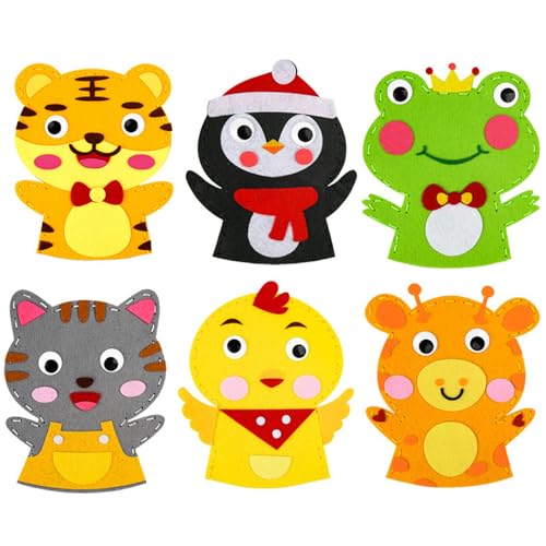 6pcs Handpuppen farbenfrohe Handpuppen für Kinder im Alter von 4 bis 8 emotionalen und sensorischen Spielzeug Little Animal Puppet Neuheit und lustiges Spielzeug von AOpghY