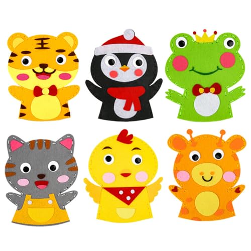 6pcs Handpuppen farbenfrohe Handpuppen für Kinder im Alter von 4 bis 8 emotionalen und sensorischen Spielzeug Little Animal Puppet für das Geschichtenerzählen Unterricht Vorschule Show Handpuppen von AOpghY