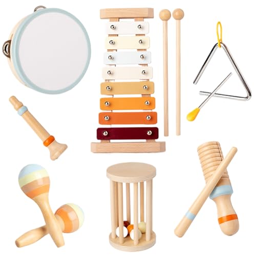 7-teiliges Musikinstrumentenset für Kinder, komplettes Set aus hölzernen Baby-Musikinstrumenten für 1–3-jährige Kinder, präzise Musikinstrumente für Kleinkinder, Musikinstrumente für Kinder von AOpghY