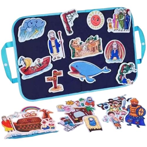 AOpghY 1 Set Filz Board für Kleinkinder Bible Stories Filz Board Set, Flanell Board -Geschichten sind Noahs Ark, Jonah und der Wal, David und Goliath, Kinderszene Kinderspielzeug von AOpghY