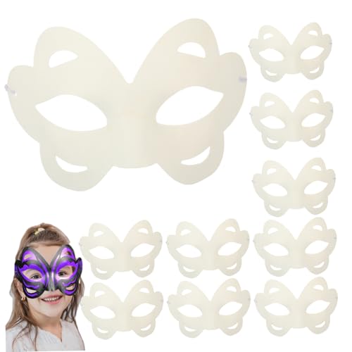 AOpghY 10pcs Weiße Maske 5.51x7.48 Blanke Halloween -Maske zum Malen, DIY Halb Face Butterfly Blindmaske, tragbare Maskerade -Maske mit elastischen Band Dress -up -Vorräten von AOpghY