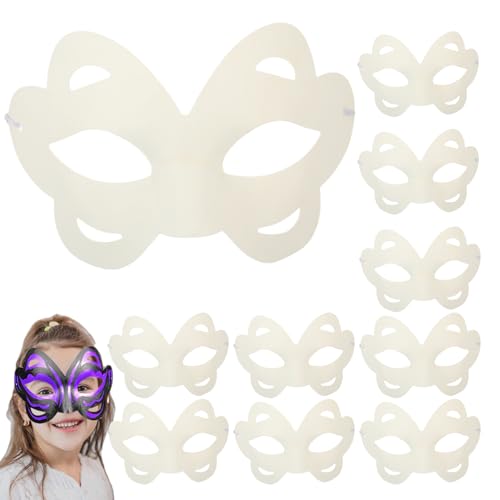 AOpghY 10pcs Weiße Maske 5.51x7.48 Blanke Halloween -Maske zum Malen, DIY -Halbgesicht Schmetterling Blindende Maske, Masquerade -Maske mit elastischer Band Masquerade Dress -up -Vorräte von AOpghY