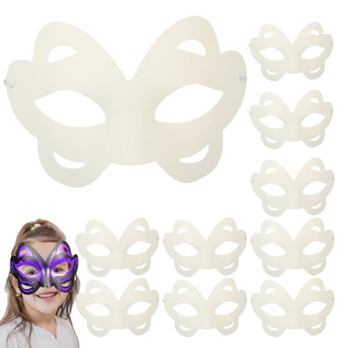 AOpghY 10pcs Weiße Maske 5.51x7.48 Blankes Halloween -Maske zum Malen, DIY -Halbgesicht Schmetterling Blanker Maske, tragbare Maskerade -Maske mit Elastic Band Cosplay Party Supplies von AOpghY