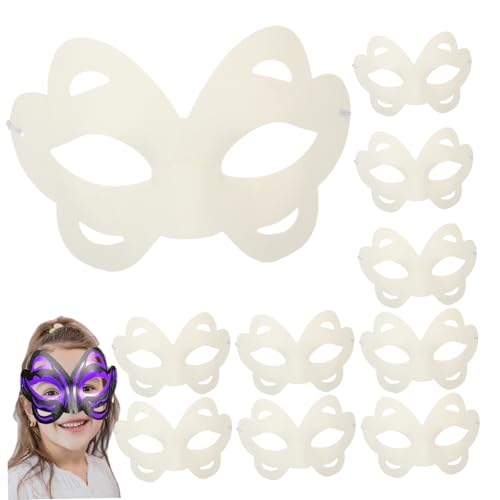 AOpghY 10pcs Weiße Maske 5.51x7.48 Leere Halloween -Maske zum Malen, DIY -Halbgesicht Schmetterling Blindende Maske, Maskerade -Maske mit elastischer Band Festive Masquerade Dress -up -Vorräte von AOpghY