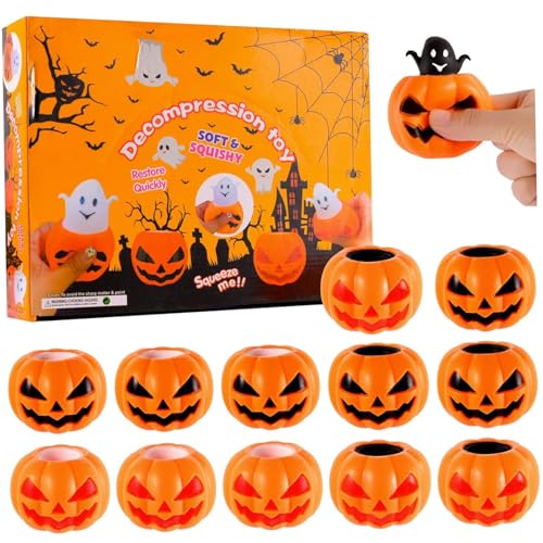 AOpghY 12pcs Halloween Toys Ghost Pumpkin Squeeze Ball 2.4x2 Kleine Waschbefreiung Stressspielzeug Kürbis -Stress Ball Halloween Party Geschenke Geschenke Neuheit Toys von AOpghY