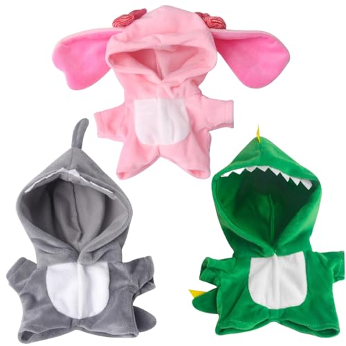 AOpghY 18 Zoll Puppenkleidung 3PCS Kaninchen, Wolf & Dinosaurierpuppen Kleidung mit Schwanz Kapuze Ganzkörper American Doll Kleidung DIY dekorativ, Keine Puppenstuffed Tierkleidung von AOpghY