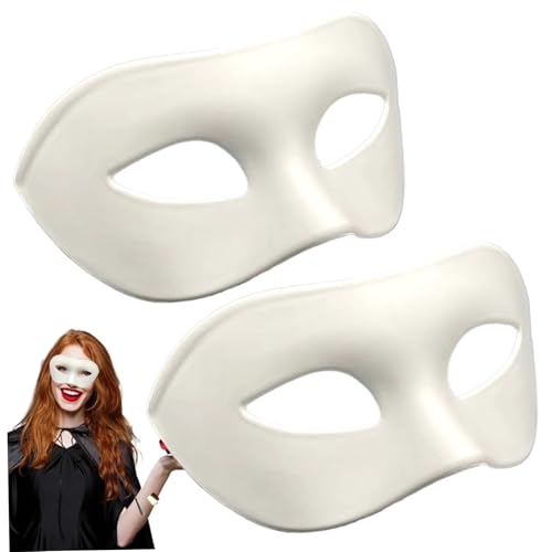 AOpghY 2 PCs Maskerade -Maske Halbgesicht DIY Leere Maske mit Bändern für Männer, Frauen Leichte Halloween -Maske für Ball Proms Cosplay (weiß) Dress -up -Vorräte von AOpghY