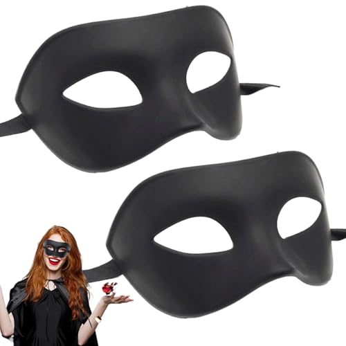 AOpghY 2 PCs Maskerade -Maske Halbgesicht DIY Leere Maske mit Bändern für Männer, Frauen Leichtgewichtige Halloween -Maske für Ball Proms Cosplay (schwarz) Dress -up -Vorräte von AOpghY