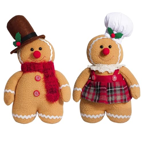 AOpghY 2pcs Lebkuchen Weihnachtsdekorationen Männliche & weibliche Stoff Lebkuchen -Ornamente Süßes Lebkuchen -Dekor Geschenk für Weihnachtsfeier Lebkuchen Mann Mann von AOpghY