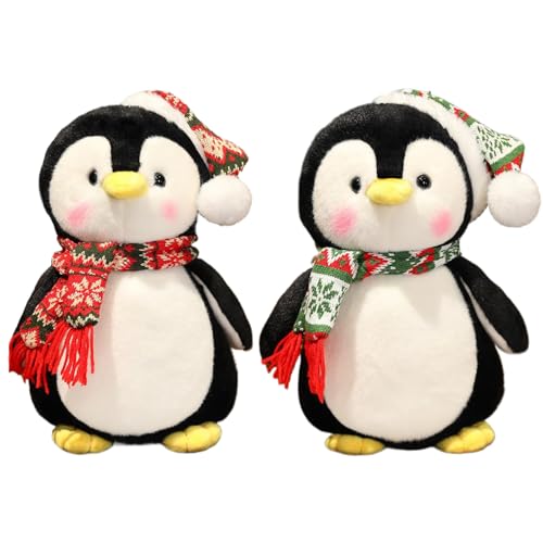 AOpghY 2pcs Penguin Plüsch, niedliches Pinguin -gefülltes Tier mit Hut und Schal 10 dekorative Weihnachtsgefüllte, weiche Körper Pengy Penguine süße Plüschspielzeuge von AOpghY