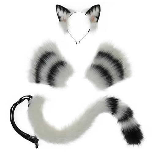 AOpghY 3pcs Katzenkostüm-Katzenohren und Schwanz mit Katzenklauenhandschuhen für Erwachsene und Kinder, perfekt für Halloween, Anime Cosplay und Party Costumes Novelty Dress-up Supplies von AOpghY