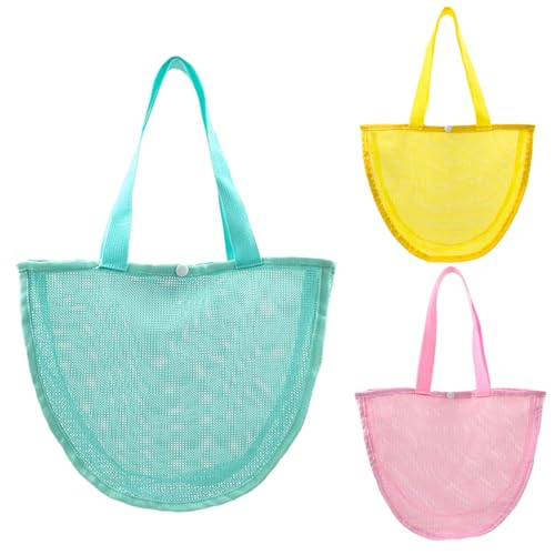 AOpghY 3pcs Muschelbeutel 3 Farben Kids Beach Bag 13x9x3 '' Nylon Mesh Beach Bag mit Schnappverschluss und -handles, Strand -Essentials im Freien Sportspiele und Spielzeug von AOpghY