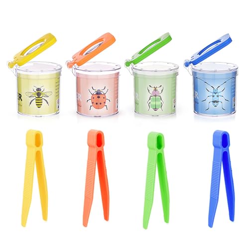 AOpghY 4 PCs Bug Catcher für Kinder Lupe Kids Kids Bug Catching Kit mit Pinzetten mehrfarbige Insekten-Käfig-Käfer-Sammlung Kit für Kinder Wissenschaft Nature Exploration Bug Catcher von AOpghY