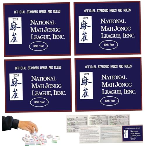 AOpghY 4pcs Mahjong -Karten 2024 Mahjong Card Offizielles großes Druck Mah Jong Card Table Game -Score -Karten für offizielle Standardhände und Regeln Spielzeug und Spiele von AOpghY