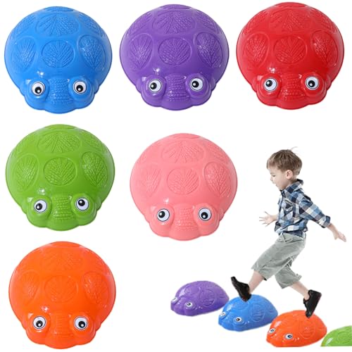 AOpghY 6pcs/Set Stepping Stones Kinder Bunte Gleichgewichtsschrittsteine 220lbs Frosch Sensorische Sprungsteine Outdoor -Spielausrüstung Typ 1 Sprungsteine Laden von AOpghY